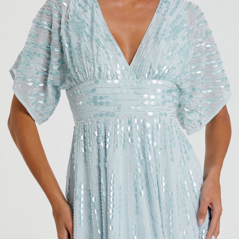 Mac Duggal Powder Blue Sequin Maxi Dress Size 8 - Picture 3 of 8